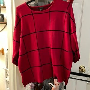 Tahari red and black stripes sweater size 3X